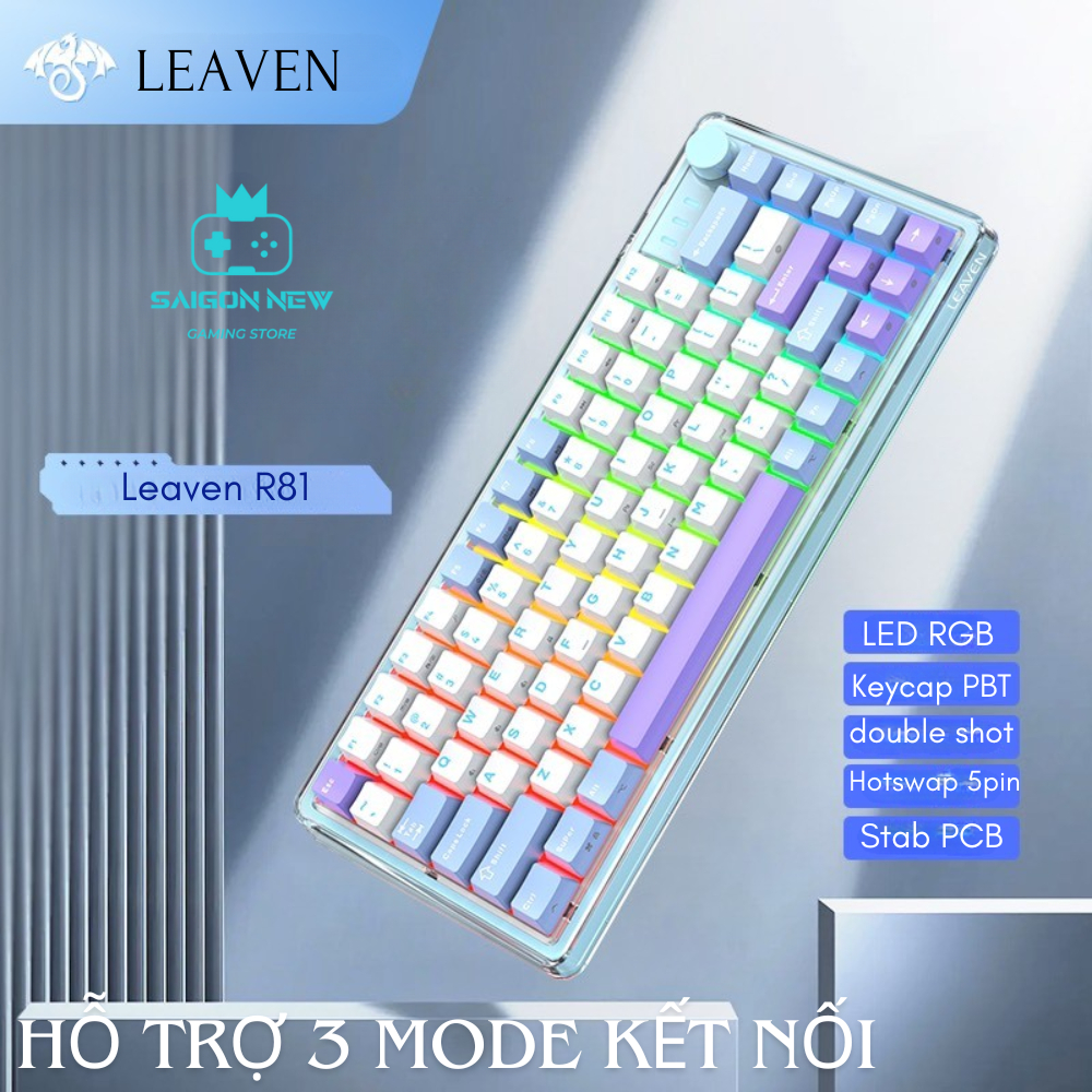 Bàn phím cơ không dây Leaven R81 - LED RGB nhiều chế độ - Kết nối ...