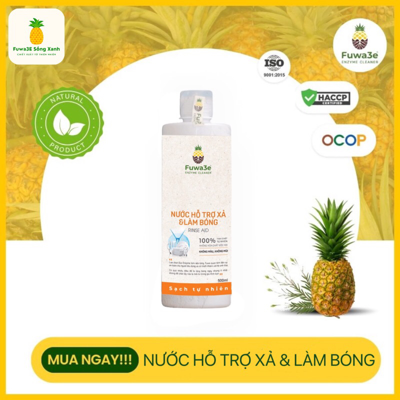 [Fuwa3E Sống Xanh] Nước Làm Bóng Bát Đĩa Fuwa3e Giúp Sáng Bóng Hoàn Hảo Thành Phần Hữu Cơ Chai 500ml