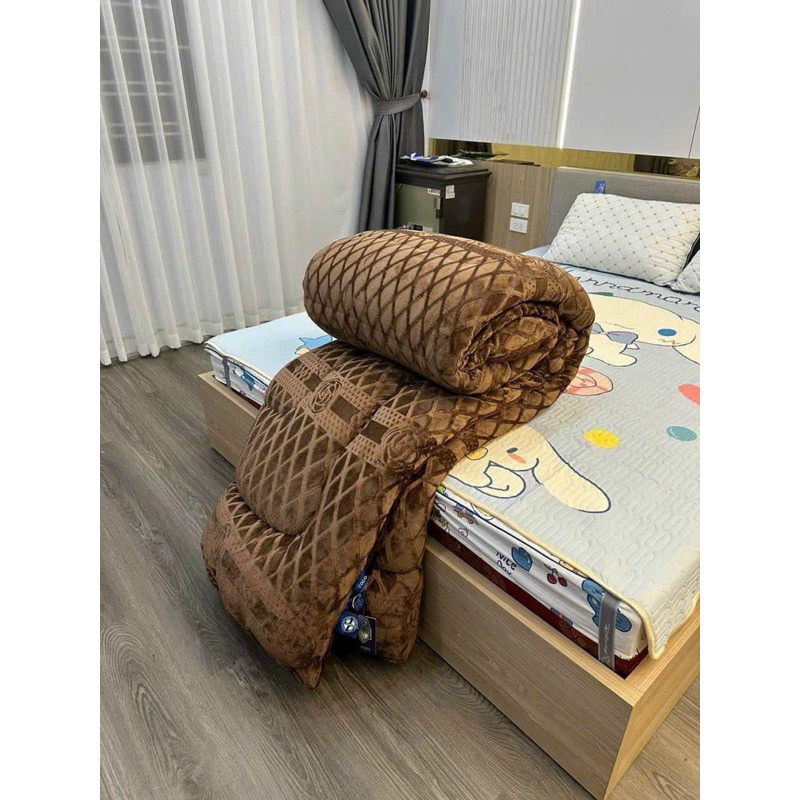 Chăn Nỉ Lông Thỏ Boss Decor co co Siêu Ấm in hoa trà siêu mềm
