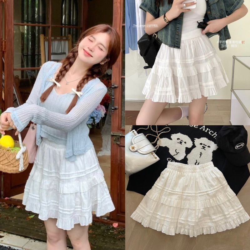CHÂN VÁY MINI REN HẠT XẾP TẦNG DÁNG XOÈ style Ulzzang | Shopee Việt Nam