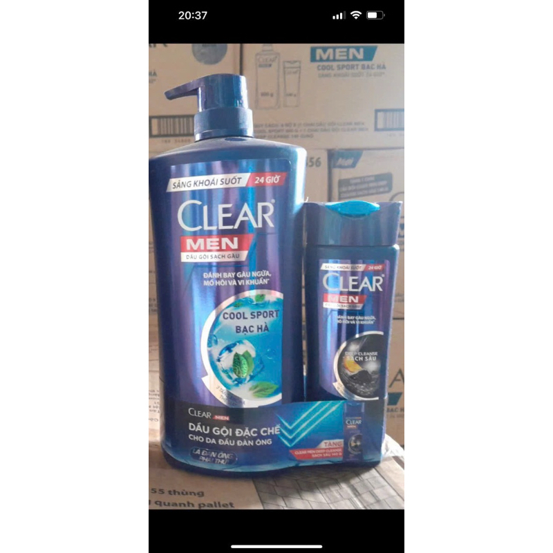 Dầu Gội Clear Men Mát Lạnh Bạc Hà 880g tặng