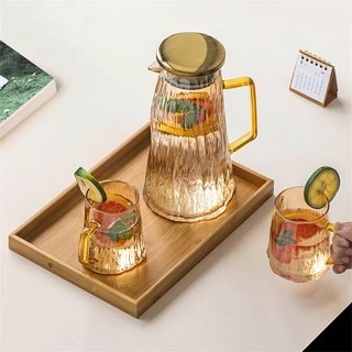 (Giá dùng thử) Bình detox, ấm trà thủy tinh cao cấp, kiểu dáng hiện đại, nắp gỗ