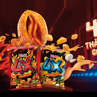 Gói bim bim Oishi cay vị tôm biển - Oishi 4X gói lớn