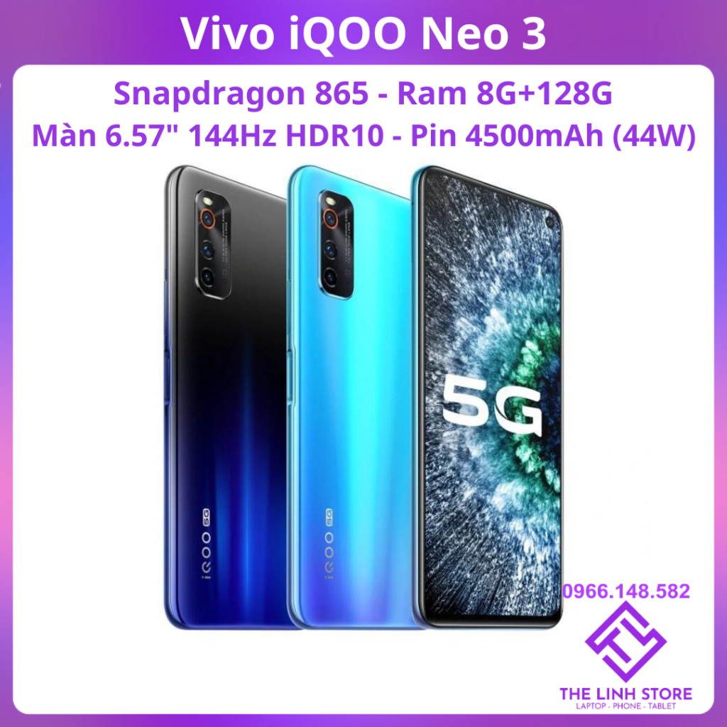 Điện thoại Vivo iQOO Neo 3 5G màn 6.57 inch 144Hz - Snap 865 ram ...