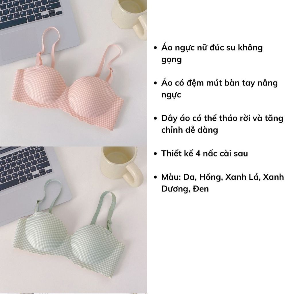 Áo ngực nữ đúc su không gọng không dây đệm mút bàn tay nâng ngực tạo khe sexy sang trọng  A923