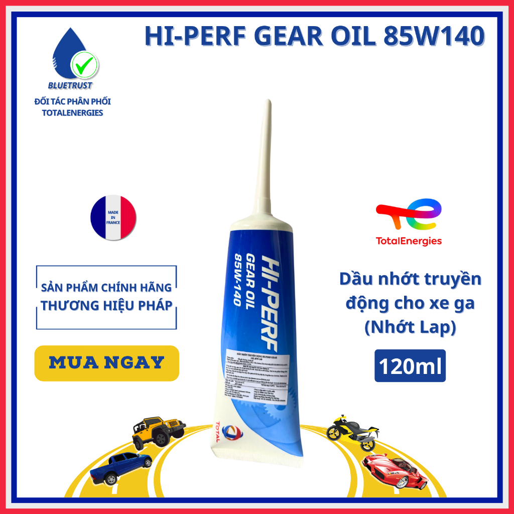 Dầu láp hộp số Xe Tay Ga TOTAL HI PERF GEAR OIL 85W140 120ml Shopee