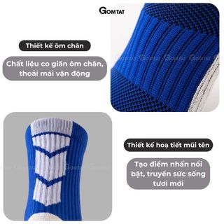 Tất đá bóng cao cấp GOMTAT, chất cotton mềm mại êm chân, đệm silicon chống trượt - TIA-DB-506