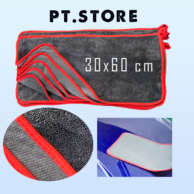 KHĂN SIÊU THẤM HÚT CHẤT LIỆU MICROFIBER  - LAU XE- NỘI THẤT -  THẤM HÚT NƯỚC CỰC TỐT-[KHĂN VIỀN ĐỎ]