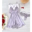 HT24 Váy ngủ sexy phối ren xẻ tà trước tôn dáng, đồ ngủ lụa 2s mặc nhà gợi cảm HT24