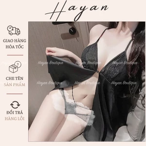 HT24 Váy ngủ sexy phối ren xẻ tà trước tôn dáng, đồ ngủ lụa 2s mặc nhà gợi cảm HT24