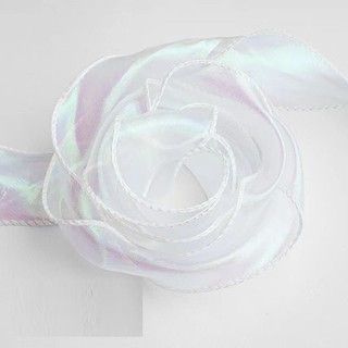 Dây ruy băng voan sóng bản 4cm lấp lánh ánh nhũ, ruy băng làm hoa, decor trang trí sinh nhật (cuộn 9 mét)