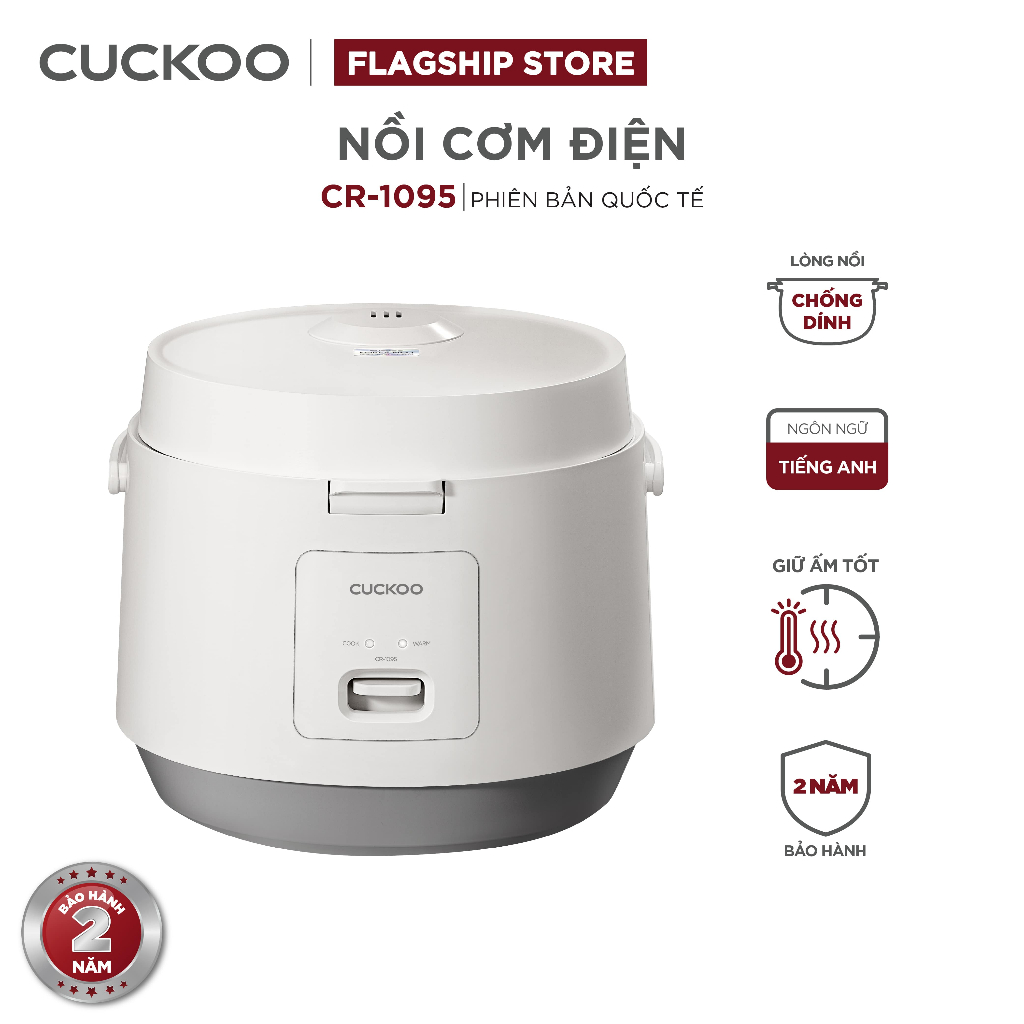 Ảnh Nồi cơm điện Cuckoo 1.8L CR-1095 màu trắng- Công nghệ nhiệt 3D - bản quốc tế tiếng Anh - Hàng chính hãng Cuckoo Việt Nam 1