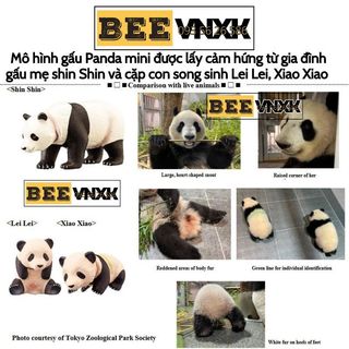 Set 3 và set 5 mô hình gấu trúc Panda mini chính hãng Takara Tomy xuất dư, có khớp cử động đầu BEE VNXK