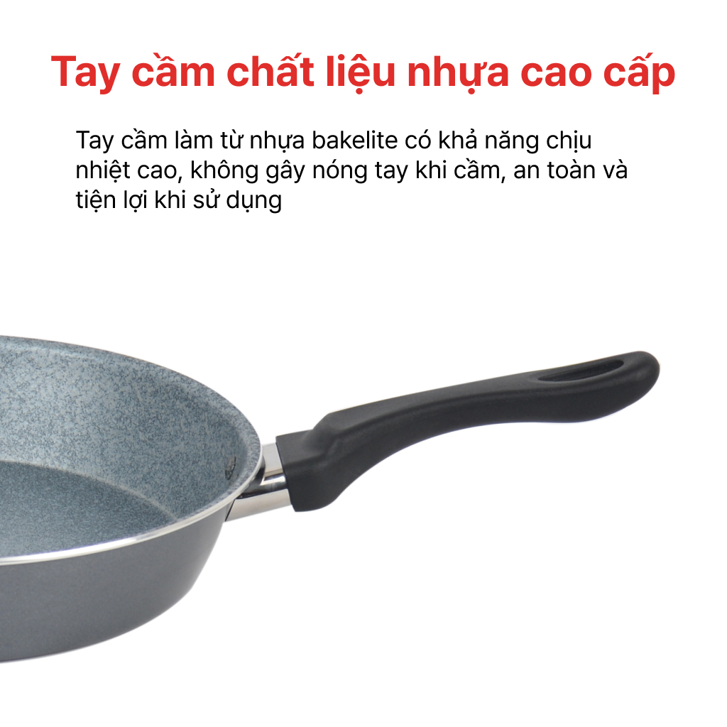 Ảnh Chảo Cạn Vân Đá Bếp Từ Siêu Bền Mega Stone 24, 26 28cm,  HAPPYCOOK 4