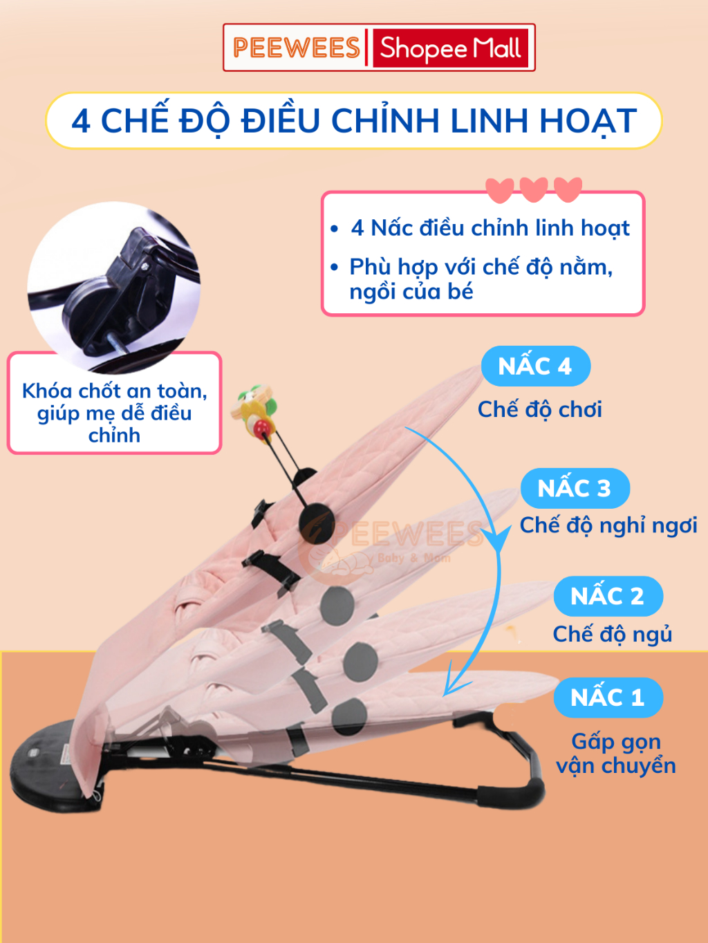 Ghế Nhún Rung Cao Cấp PEEWEES - Hình ảnh chính