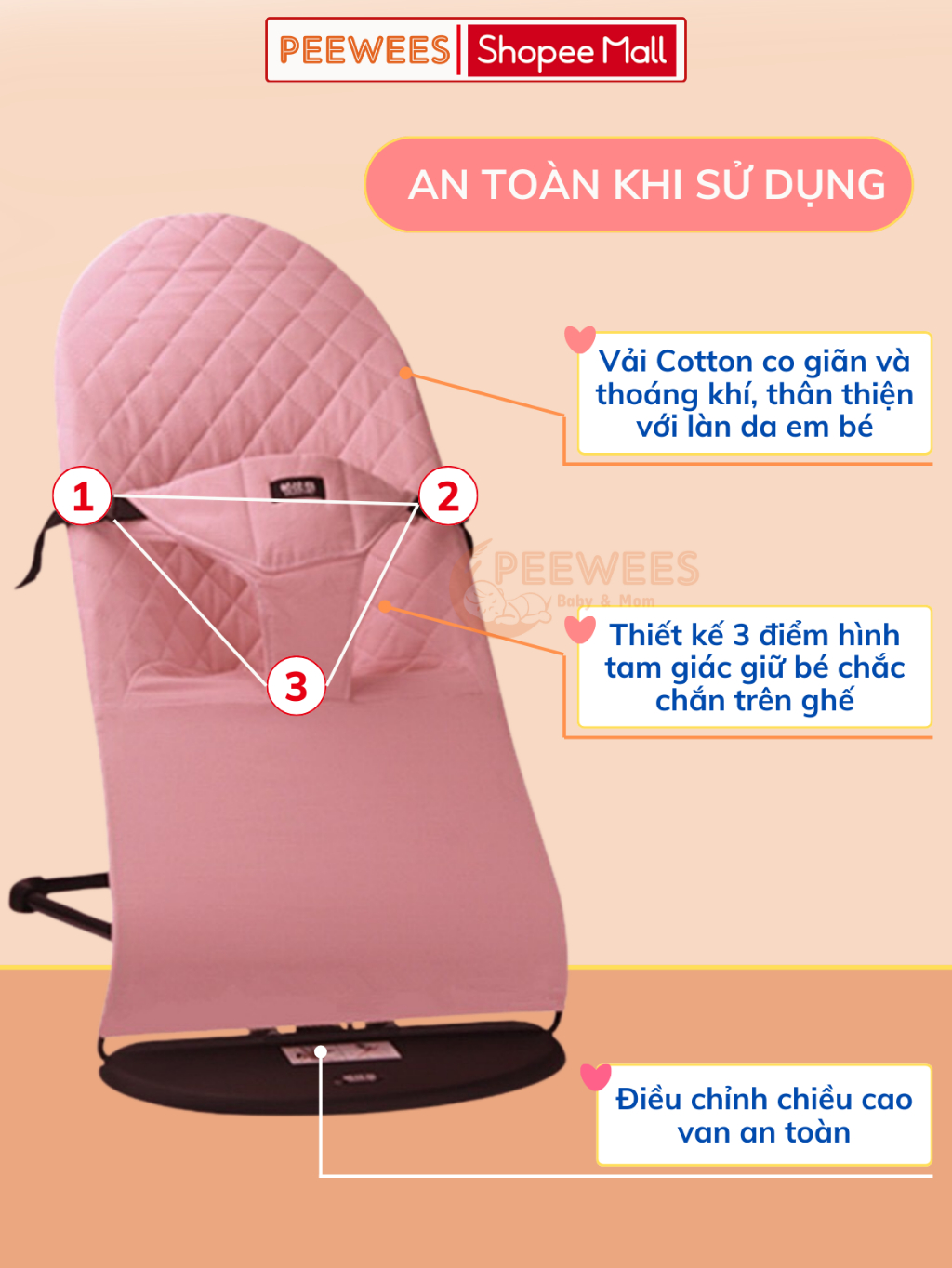 Ghế Nhún Rung Cao Cấp PEEWEES - Ưu điểm 1