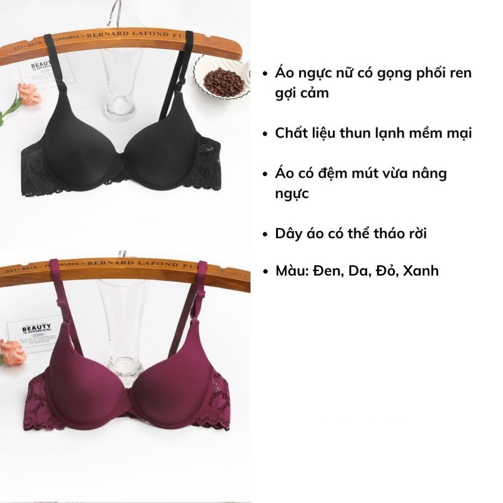 Áo lót nữ có gọng nâng ngực phối ren gợi cảm sexy nữ đệm mút mỏng mềm mịn LANIXA A016