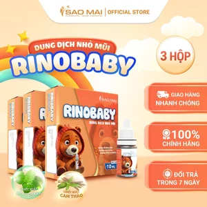 COMBO 3 HỘP DUNG DỊCH NHỎ MŨI CHO TRẺ EM RINOBABY VỊ NGỌT 1 HỘP 3 CHAI 10ML