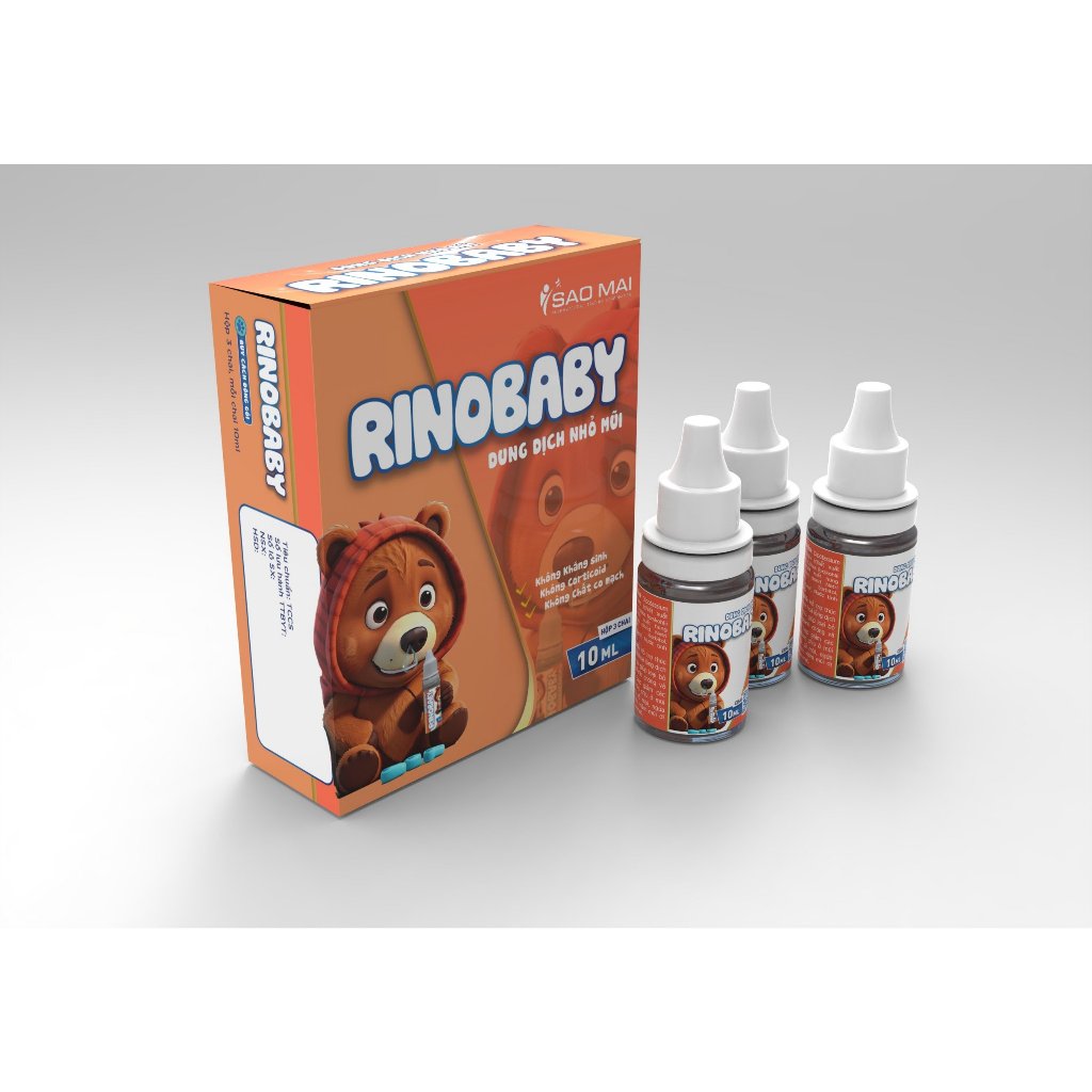COMBO 3 HỘP DUNG DỊCH NHỎ MŨI CHO TRẺ EM RINOBABY VỊ NGỌT 1 HỘP 3 CHAI 10ML