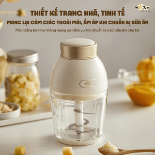 Máy Xay Ăn Dặm Cho Bé 0,6L Bear QSJ-D02Q1- 6 Lưỡi Dao Xay Đa Năng Cháo Thịt Tỏi Ớt Nhỏ Gọn, BH 18T