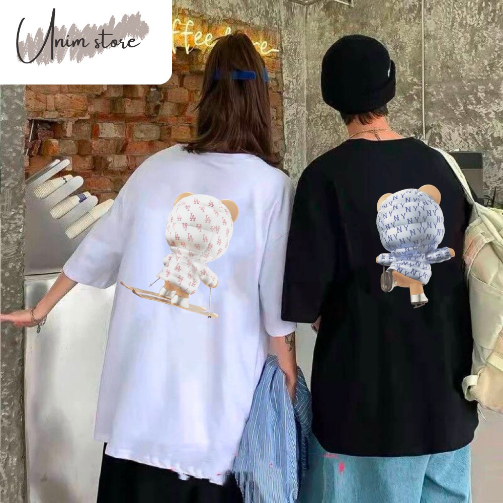 [VẢI 250 GSM] Áo Thun Đôi Gấu NY LA Trượt Tuyết Mẫu Mới Vải Cotton 100% Định Lượng Vải 250Gsm Cao Cấp Nhiều Màu - AP199