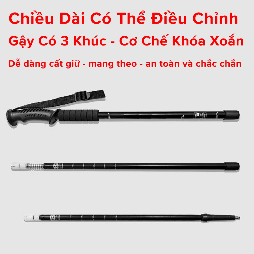 Ảnh Gậy Leo Núi, Gậy Trekking Từ 63 - 135cm Gậy Chạy Trail Gấp Gọn Đi Du Lịch, Phượt, Dã Ngoại, Chạy Chính Hãng Amalife 3