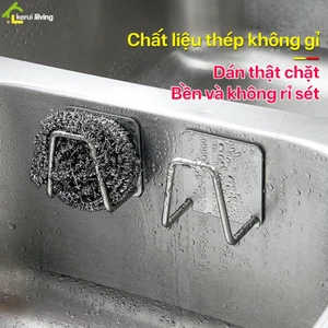 Giá gắn bồn rửa LUMII, Giá đựng đồ rửa chén, Giá đựng miếng bọt biển, Móc Treo Vung Nồi Dán Tường