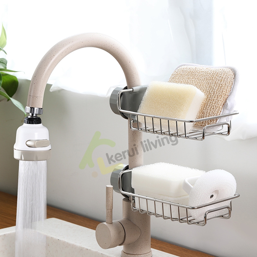 Bồn Rửa Kệ Sponge Giá Đỡ Kệ LUMERA - Khay inox gắn vòi rửa bát giá thép không rỉ treo vòi lavabo