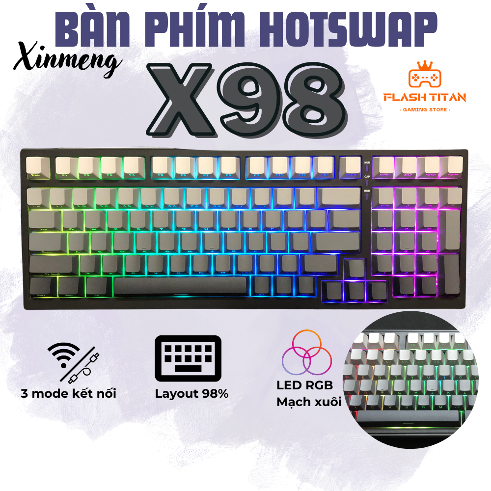 Bàn phím cơ không dây Xinmeng X98 Pro V2 - Pin 5000mAh - 3 mode kết nối ...