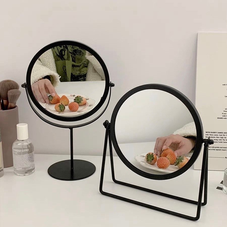 Gương Để Bàn Cao Cấp Xoay 360 Độ Màu 2 Màu Đen Vàng SAng Chảnh | BigBuy360 - bigbuy360.vn