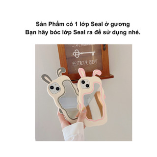 Ốp điện thoại Silicon hình tai thỏ có gương 3D cho 7plus/8plus/x/xs/xsmax/11/12/13/14/15/16/17/pro/plus/promax RABBI SLC