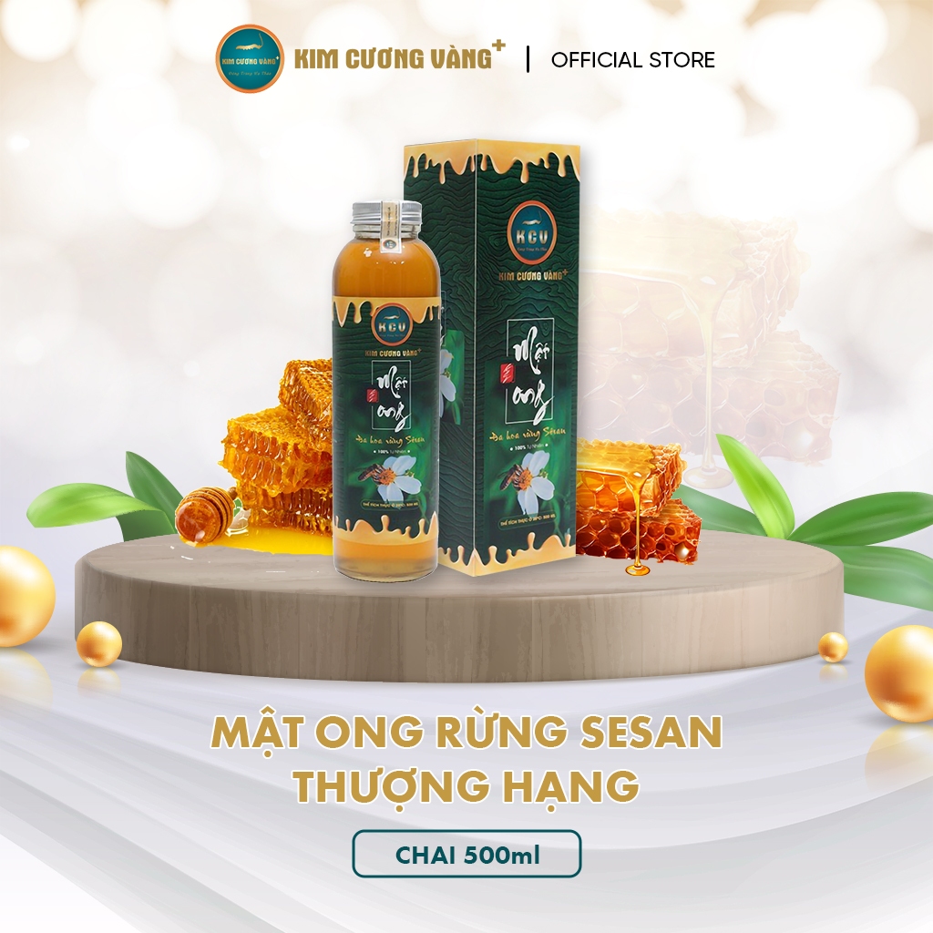 Ảnh Mật Ong Hoa Rừng Tự Nhiên SeSan Nguyên Chất Kim Cương Vàng - Hỗ Trợ Giảm Cân, Sức Khỏe (500ml/Chai) 2