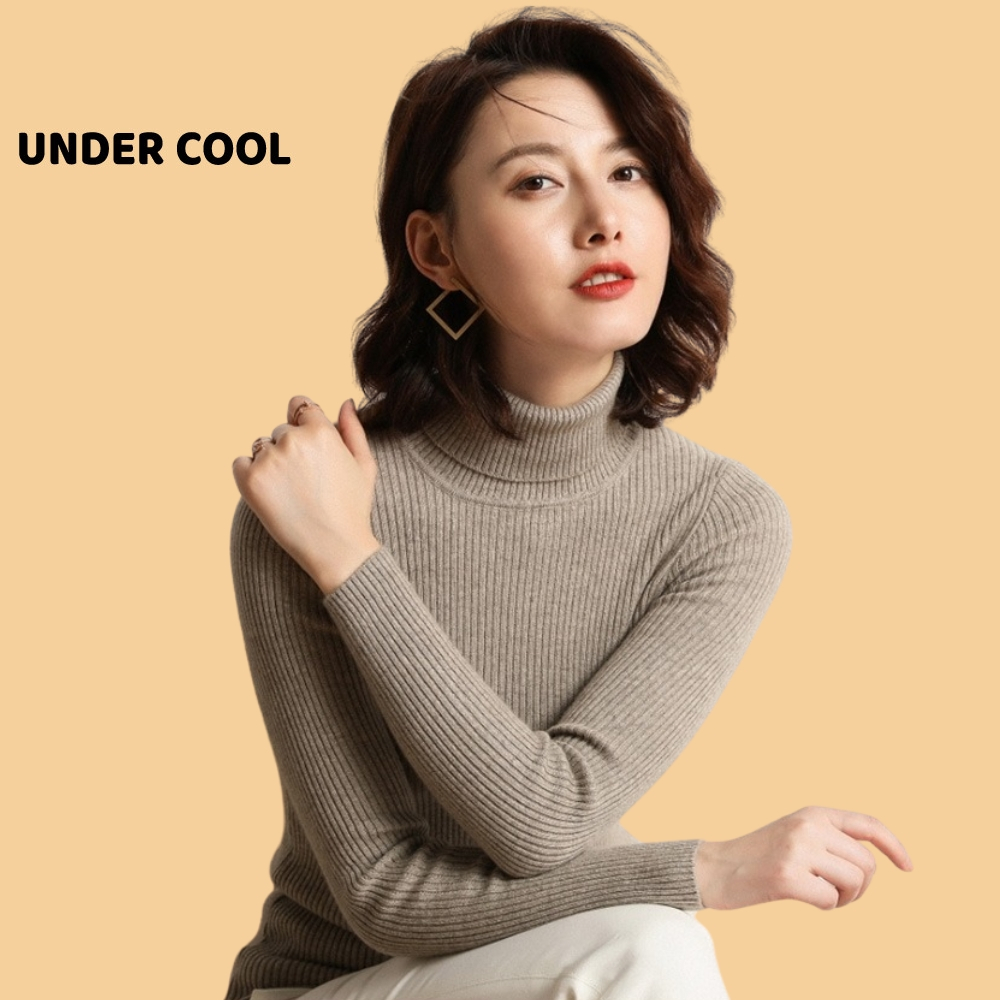 Áo Len tăm Cổ Lọ Nữ UNDERCOOL Len Gân Tăm Co Giãn Nhiều Màu sắc trẻ trung ADT02