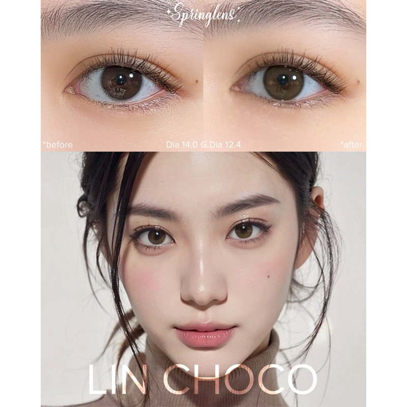 Lens Silicone Hydrogel LIN CHOCO nâu hổ phách cam vỉ 6 tháng không giãn | @spring.lens
