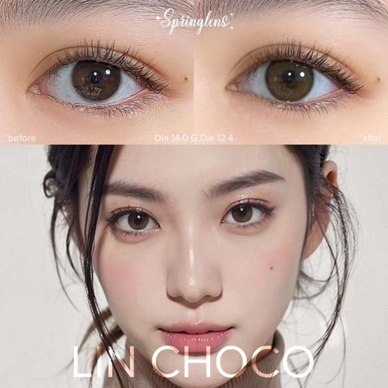 Lens Silicone Hydrogel LIN CHOCO nâu hổ phách cam vỉ 6 tháng không giãn | @spring.lens