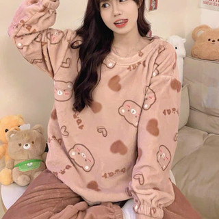 B21 Bộ Ngủ Dài Tay Mùa Đông Lông Cừu San Hô Dày Dặn Nhiều Họa Tiết Siêu Ấm Phương Linh Underwear