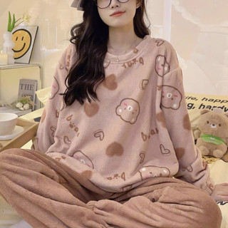 B21 Bộ Ngủ Dài Tay Mùa Đông Lông Cừu San Hô Dày Dặn Nhiều Họa Tiết Siêu Ấm Phương Linh Underwear