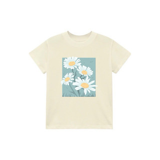 Áo Baby Tee in hình hoa cúc xanh 100% Cotton 240gsm
