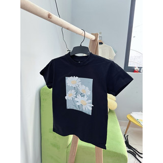 Áo Baby Tee in hình hoa cúc xanh 100% Cotton 240gsm