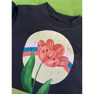 Áo Baby Tee in hình bông hoa Vintage 100% Cotton 2 chiều 240Gsm