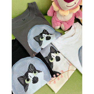 Áo Baby Tee in hình mèo mập dễ thương 100% Cotton 2 chiều