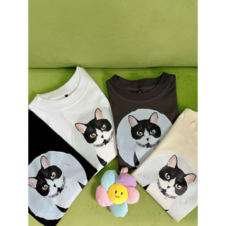 Áo Baby Tee in hình mèo Tuxedo dễ thương 100% Cotton 2 chiều 240Gsm