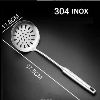 Inox 304 Muôi Đục Lỗ, Cái Vá  Cán Tròn 37cm Vớt Xương, vớt rau củ quả...Tiện Ich.
