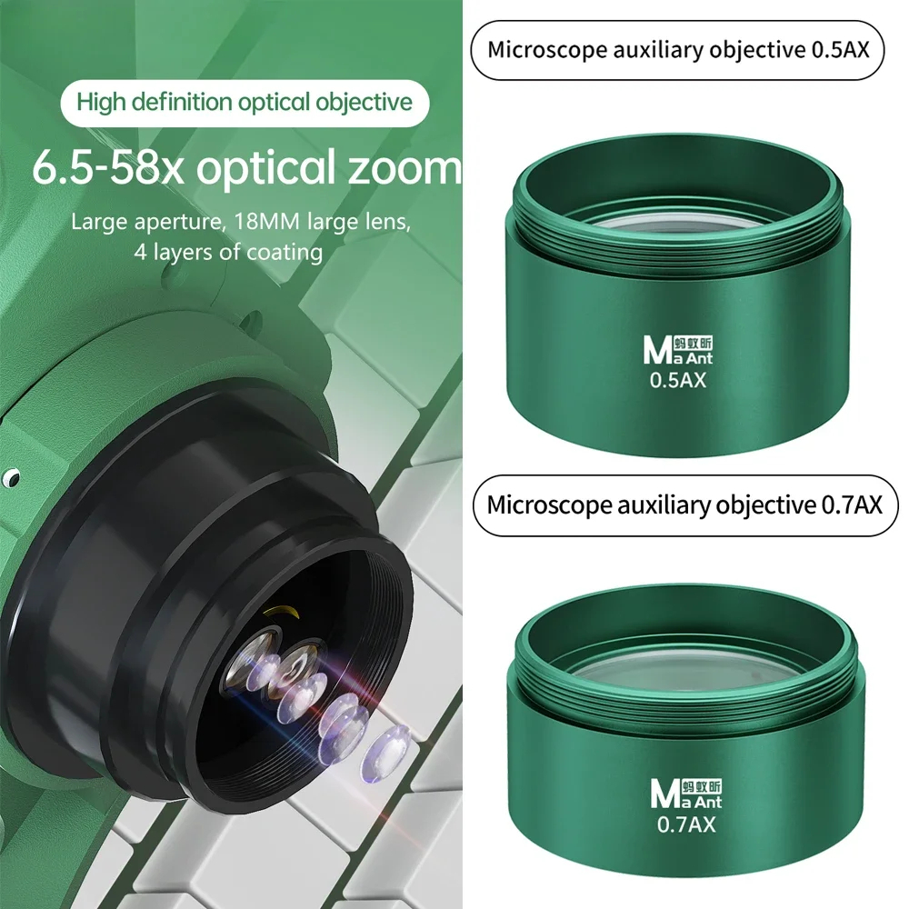 Ống kính nâng chiều cao kính hiển vi MAANT 0.5AX 0.5X tăng khoảng cách, mở rộng vùng quan sát