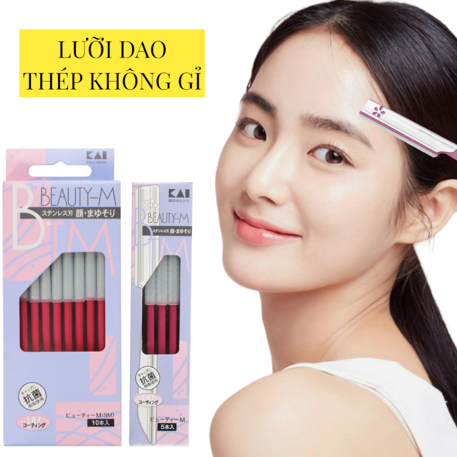 Dao Cạo Lông Mày Cán Dài Kai Razor 00743 BTM-10H1 Set 10 Cây