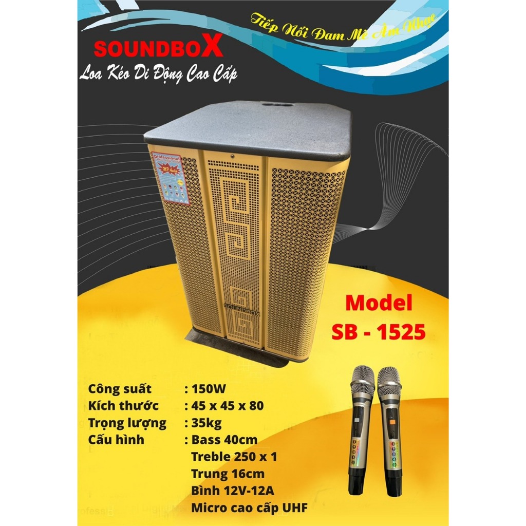 Product image LOA KÉO SOUNDBOX SB-1525 ( KÈM 2 MICRO KHÔNG DÂY ) SB1525