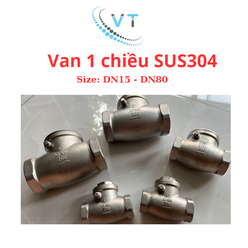 VAN 1 CHIỀU LÁ LẬT REN INOX 304 DN15 DN20 DN25 DN32 DN40 DN50