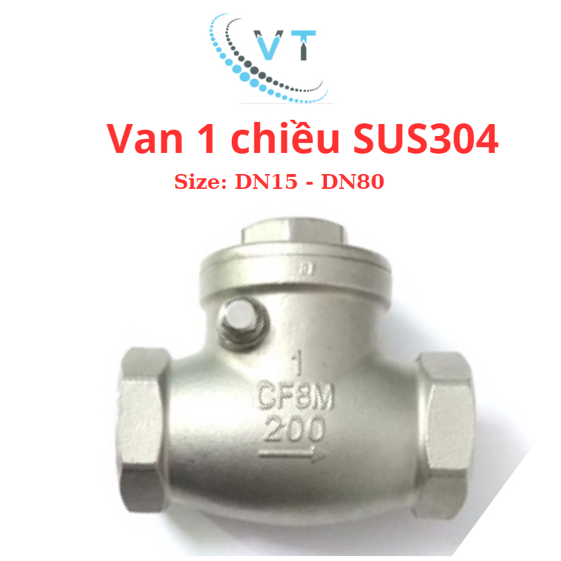 VAN 1 CHIỀU LÁ LẬT REN INOX 304 DN15 DN20 DN25 DN32 DN40 DN50