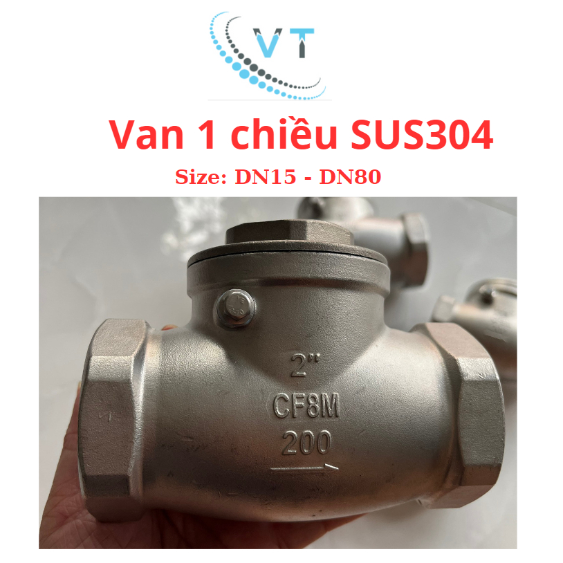 VAN 1 CHIỀU LÁ LẬT REN INOX 304 DN15 DN20 DN25 DN32 DN40 DN50