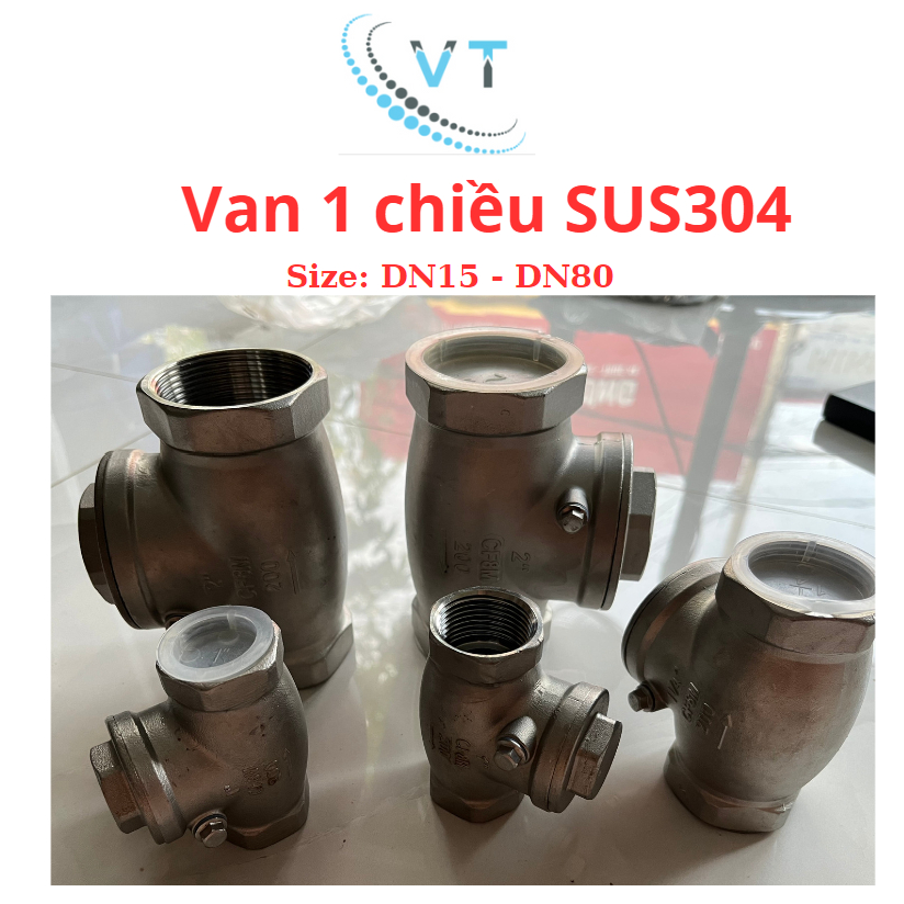 VAN 1 CHIỀU LÁ LẬT REN INOX 304 DN65 DN80